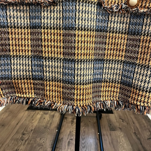 ZARA Tweed Plaid Fringe-Trim Shift Dress – Size Small - Picture 4 of 11